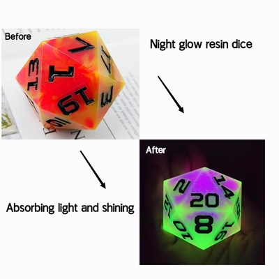 Un solo juego de 20 lados de resina brillante DND COC TRPG