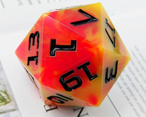 Un solo juego de 20 lados de resina brillante DND COC TRPG