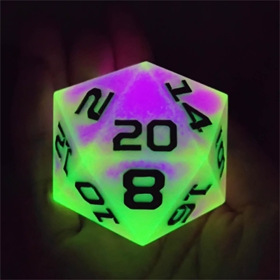 Un solo juego de 20 lados de resina brillante DND COC TRPG