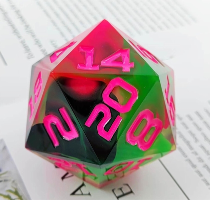 Un solo juego de 20 lados de resina brillante DND COC TRPG
