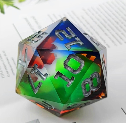 Un solo juego de 20 lados de resina brillante DND COC TRPG