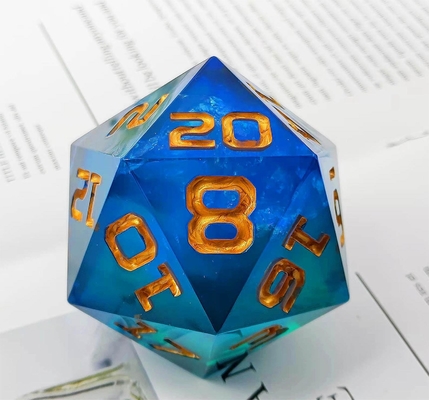 Un solo juego de 20 lados de resina brillante DND COC TRPG