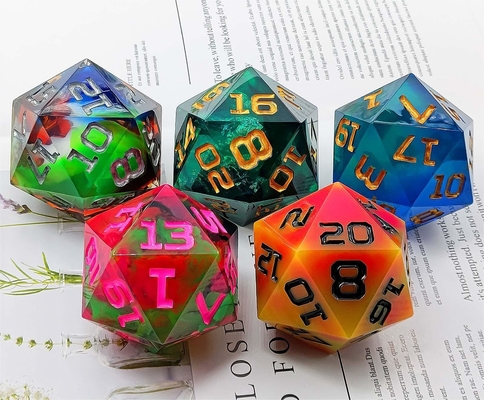 Un solo juego de 20 lados de resina brillante DND COC TRPG