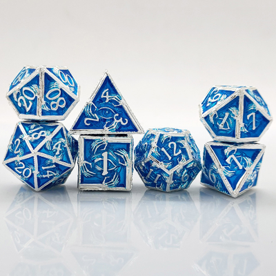 Lujo de metal poliédrico dados 8 colores activos TRPG mazmorras y dragones Dnd Metal Dice Set