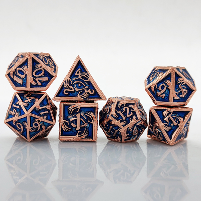 Lujo de metal poliédrico dados 8 colores activos TRPG mazmorras y dragones Dnd Metal Dice Set