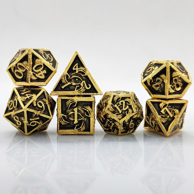 Lujo de metal poliédrico dados 8 colores activos TRPG mazmorras y dragones Dnd Metal Dice Set