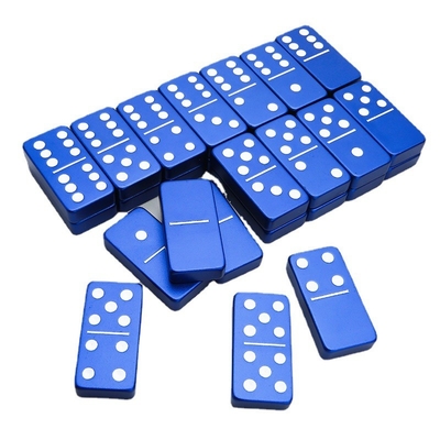 Doble 6 Seis Dominos de Metal Con 28 Bloques de Domino de Aleación de Aluminio Gigante Impreso con Láser Juego de Escritorio