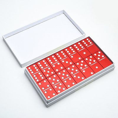 Doble 6 Seis Dominos de Metal Con 28 Bloques de Domino de Aleación de Aluminio Gigante Impreso con Láser Juego de Escritorio