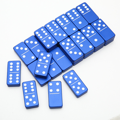 Doble 6 Seis Dominos de Metal Con 28 Bloques de Domino de Aleación de Aluminio Gigante Impreso con Láser Juego de Escritorio