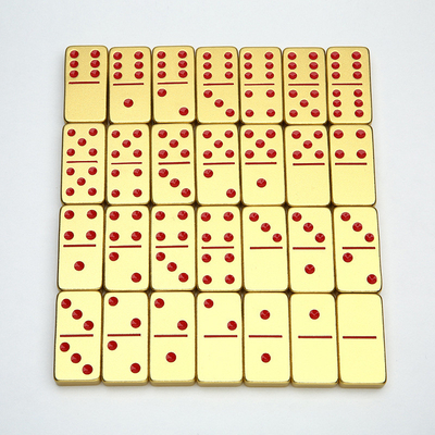 Doble 6 Seis Dominos de Metal Con 28 Bloques de Domino de Aleación de Aluminio Gigante Impreso con Láser Juego de Escritorio