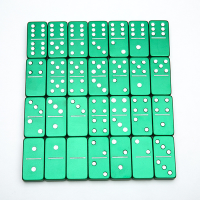 Doble 6 Seis Dominos de Metal Con 28 Bloques de Domino de Aleación de Aluminio Gigante Impreso con Láser Juego de Escritorio