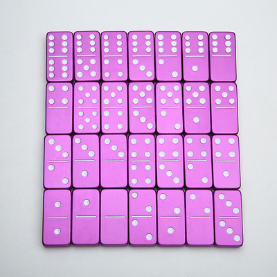 Doble 6 Seis Dominos de Metal Con 28 Bloques de Domino de Aleación de Aluminio Gigante Impreso con Láser Juego de Escritorio