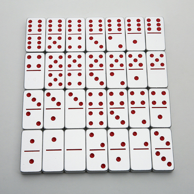 Doble 6 Seis Dominos de Metal Con 28 Bloques de Domino de Aleación de Aluminio Gigante Impreso con Láser Juego de Escritorio
