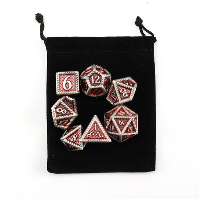 DND dados de metal, Dragon y Dungeon dados poliédricos de RPG, 7 dados de juego de mesa de escala de dragón