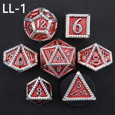 DND dados de metal, Dragon y Dungeon dados poliédricos de RPG, 7 dados de juego de mesa de escala de dragón
