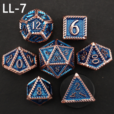 DND dados de metal, Dragon y Dungeon dados poliédricos de RPG, 7 dados de juego de mesa de escala de dragón