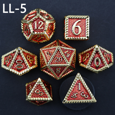 DND dados de metal, Dragon y Dungeon dados poliédricos de RPG, 7 dados de juego de mesa de escala de dragón