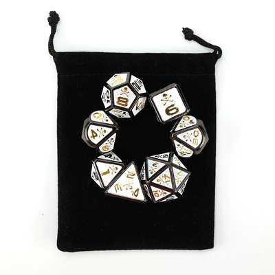 7 dados de esqueleto, juego de mesa DND de colores digitales de múltiples caras, dragón y mazmorra