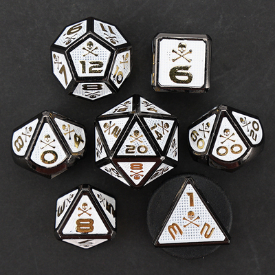 7 dados de esqueleto, juego de mesa DND de colores digitales de múltiples caras, dragón y mazmorra