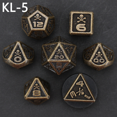 7 dados de esqueleto, juego de mesa DND de colores digitales de múltiples caras, dragón y mazmorra