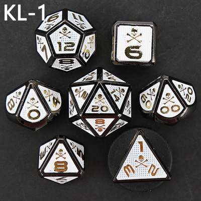 7 dados de esqueleto, juego de mesa DND de colores digitales de múltiples caras, dragón y mazmorra