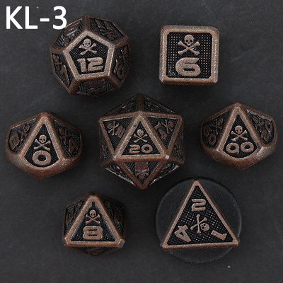 7 dados de esqueleto, juego de mesa DND de colores digitales de múltiples caras, dragón y mazmorra