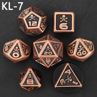 7 dados de esqueleto, juego de mesa DND de colores digitales de múltiples caras, dragón y mazmorra