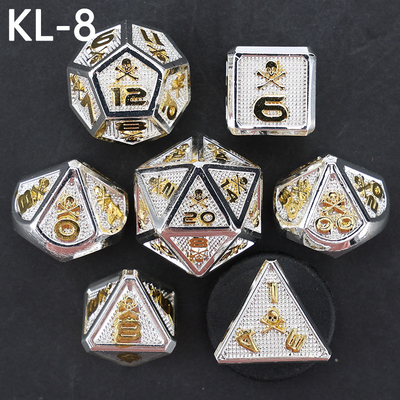 7 dados de esqueleto, juego de mesa DND de colores digitales de múltiples caras, dragón y mazmorra