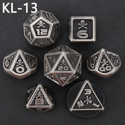 7 dados de esqueleto, juego de mesa DND de colores digitales de múltiples caras, dragón y mazmorra