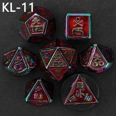 7 dados de esqueleto, juego de mesa DND de colores digitales de múltiples caras, dragón y mazmorra