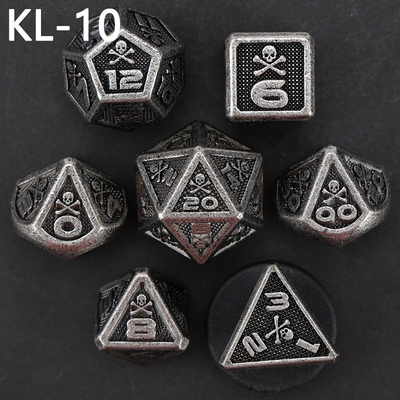 7 dados de esqueleto, juego de mesa DND de colores digitales de múltiples caras, dragón y mazmorra