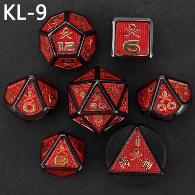 7 dados de esqueleto, juego de mesa DND de colores digitales de múltiples caras, dragón y mazmorra