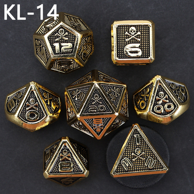 7 dados de esqueleto, juego de mesa DND de colores digitales de múltiples caras, dragón y mazmorra