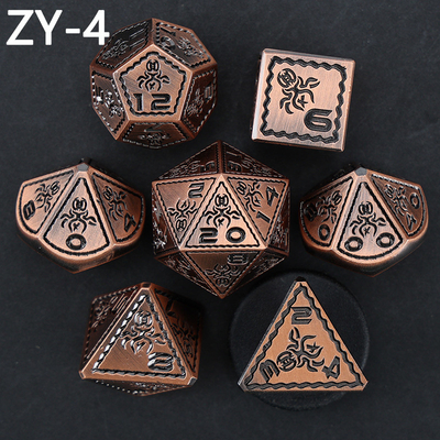Electroplacado Vintage Colored Octopus Metal Dnd Dice Set Dragón y Dragón Jardín de Ajedrez juego de dados