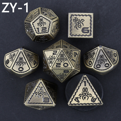 Electroplacado Vintage Colored Octopus Metal Dnd Dice Set Dragón y Dragón Jardín de Ajedrez juego de dados
