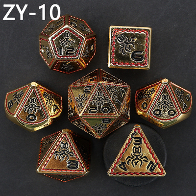 Electroplacado Vintage Colored Octopus Metal Dnd Dice Set Dragón y Dragón Jardín de Ajedrez juego de dados