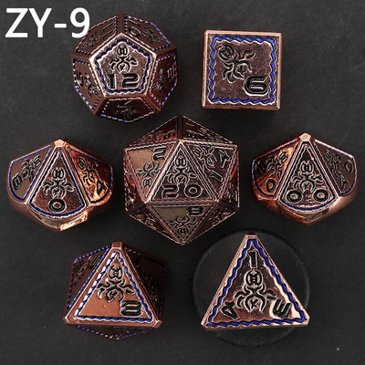 Electroplacado Vintage Colored Octopus Metal Dnd Dice Set Dragón y Dragón Jardín de Ajedrez juego de dados