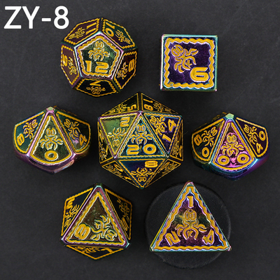 Electroplacado Vintage Colored Octopus Metal Dnd Dice Set Dragón y Dragón Jardín de Ajedrez juego de dados