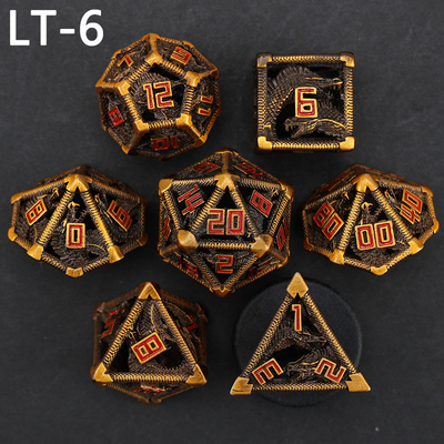 Metal juego de dados huecos dragón poligonal DND mazmorra de estiércol y dragón dados 7 dados