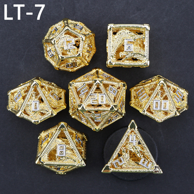 Metal juego de dados huecos dragón poligonal DND mazmorra de estiércol y dragón dados 7 dados