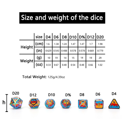 Juego de dados D20 de metal y plástico personalizado D &amp; D poliedro DND juego de dados RPG