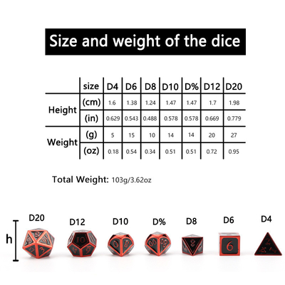 Juego de dados D20 de metal sólido personalizado D &amp; D poliedro DND juego de dados RPG