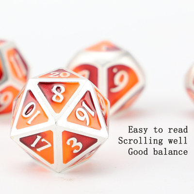 Cuadro de dados DND de metal personalizado de color sólido de poliedro con números de plata, utilizado para el juego de ajedrez D &amp; D