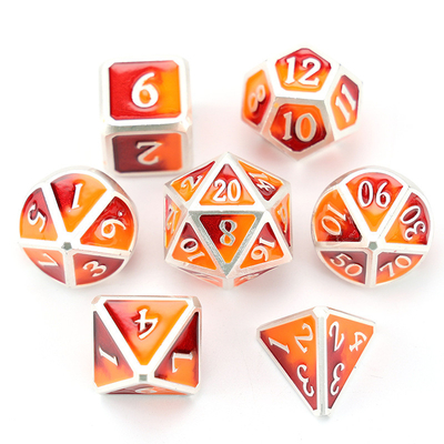 Cuadro de dados DND de metal personalizado de color sólido de poliedro con números de plata, utilizado para el juego de ajedrez D &amp; D