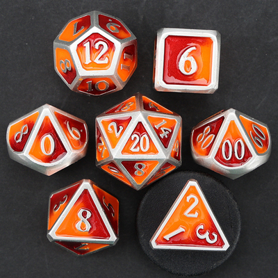 Cuadro de dados DND de metal personalizado de color sólido de poliedro con números de plata, utilizado para el juego de ajedrez D &amp; D