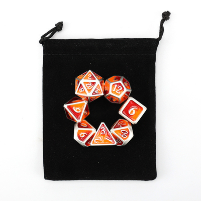Cuadro de dados DND de metal personalizado de color sólido de poliedro con números de plata, utilizado para el juego de ajedrez D &amp; D
