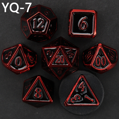 Cuadro de dados DND de metal personalizado de color sólido de poliedro con números de plata, utilizado para el juego de ajedrez D &amp; D