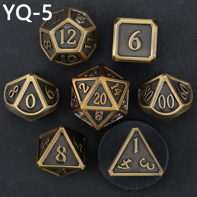 Cuadro de dados DND de metal personalizado de color sólido de poliedro con números de plata, utilizado para el juego de ajedrez D &amp; D