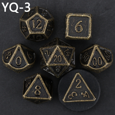 Cuadro de dados DND de metal personalizado de color sólido de poliedro con números de plata, utilizado para el juego de ajedrez D &amp; D