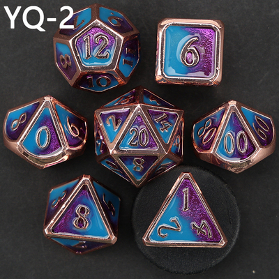 Cuadro de dados DND de metal personalizado de color sólido de poliedro con números de plata, utilizado para el juego de ajedrez D &amp; D